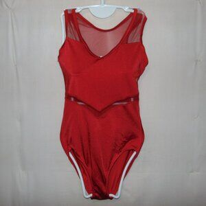 Eurotard Red and Mesh Leotard M